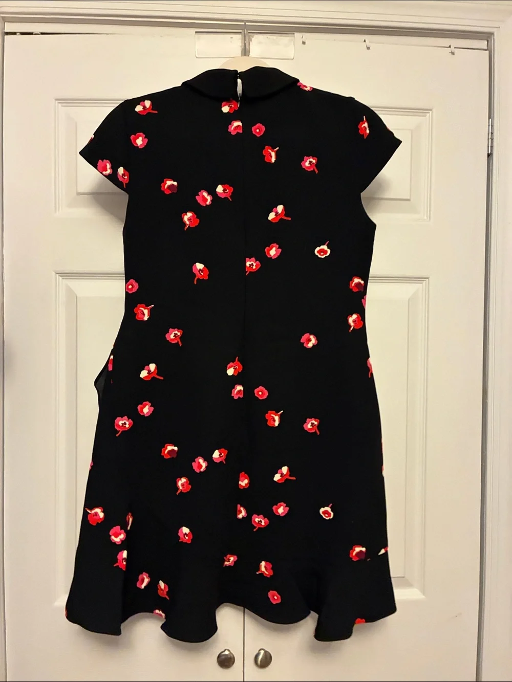 kate spade Black Dress with Red Floral Print and Peter Pan Collar